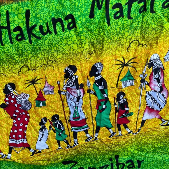 Vtg Zanzibar Tanzania African Tapestry Hakuna Matata Wall Art - Picture 5 of 5